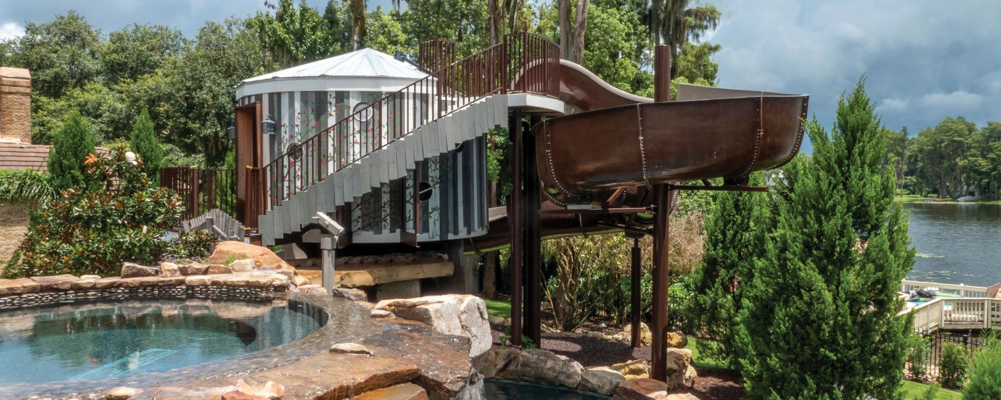 Custom Waterslide in Tampa Treehouse